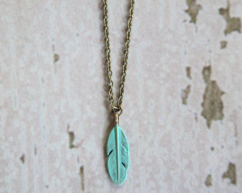 Gleeful Peacock Feather Charm Necklace