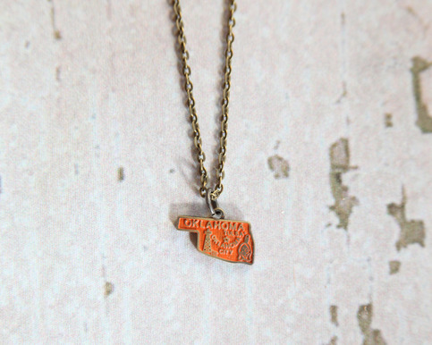 Gleeful Peacock Oklahoma Charm Necklace