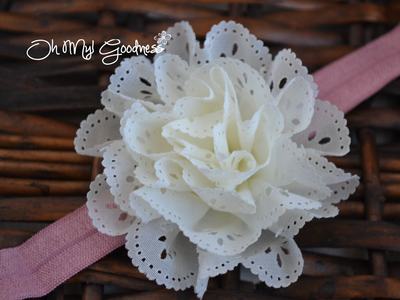 Eyelet Chiffon Ivory Flower Headband