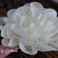 Eyelet Chiffon Ivory Flower Headband - Thumbnail 1