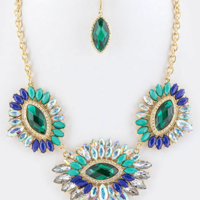 Krystal Marquee Feather Necklace Set - Thumbnail 2