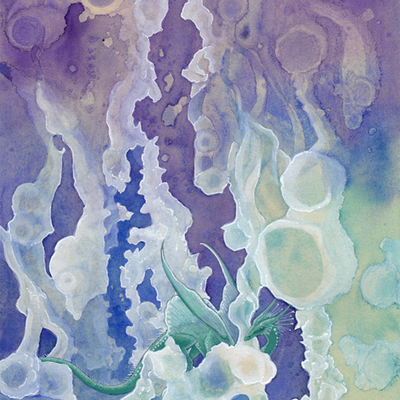 Original surreal dragon painting: crystal nebula