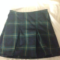 green plaid pleated miniskirt (S)
