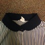blue and white striped shirt with peter pan collar (S)-1