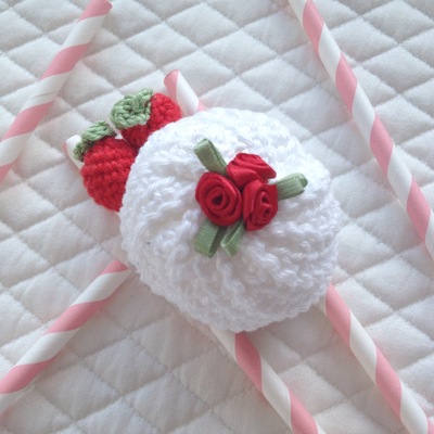 Strawberry and cream hair accessory