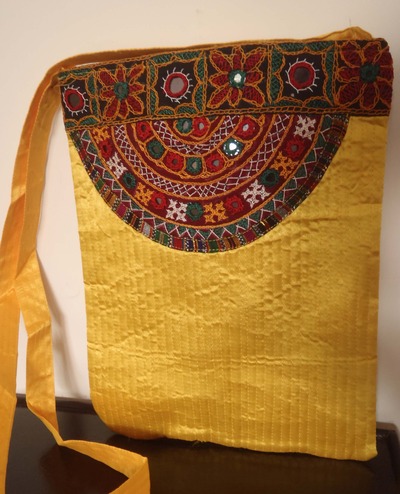 100 percent hand embrodered iPad Mini Sleeve Sling: Golden Yellow