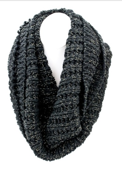 Knit Infinity Gold Thread Scarf