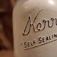 Vintage Style Matte White Mason Jar and Succulent - Thumbnail 1