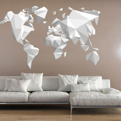 Origami world map wall sticker decal