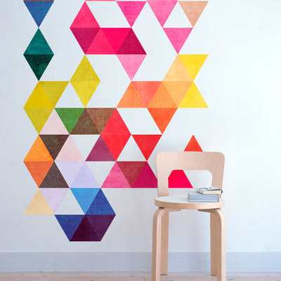 Mid century modern danish multi colored triangles minimalist 