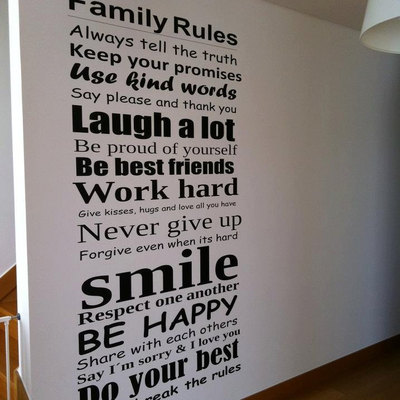 Wall art typography family rules sticker home decor