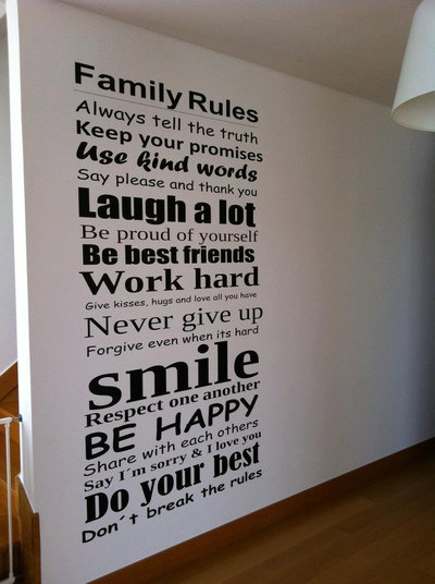 Wall Art Typography Family Rules Sticker Home Decor