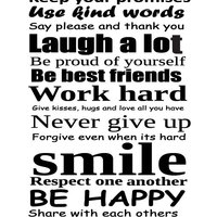 Wall Art Typography Family Rules Sticker Home Decor - Thumbnail 1