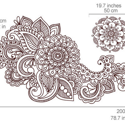 Henna stencil decal oriental wall decor