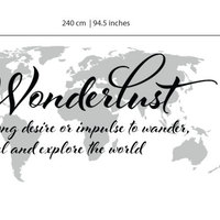 Wanderlust Travel Quote World Map Wall Art Decal - Thumbnail 1