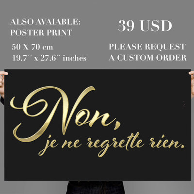 Non, je ne regret rien edith piaf quote wall sticker 