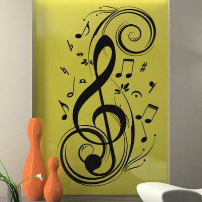 Clef with musical notes wall sticker for housewares