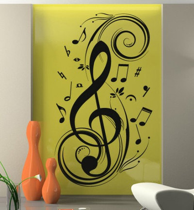 Clef with Musical Notes Wall Sticker for Housewares