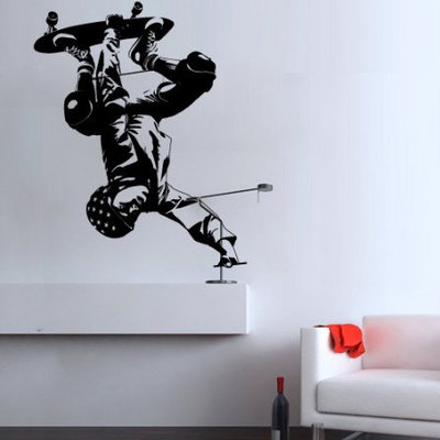 Skateboard wall sticker active sports decal for teens