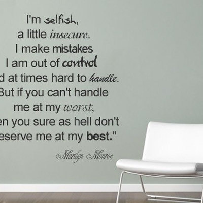 Selfish marilyn monroe quote wall decal text