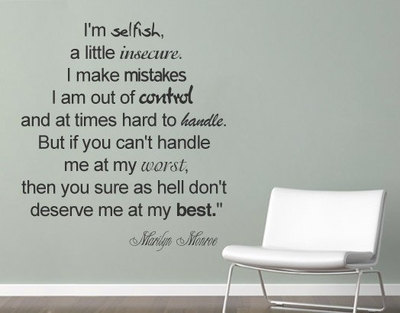 Selfish Marilyn Monroe Quote Wall Decal Text