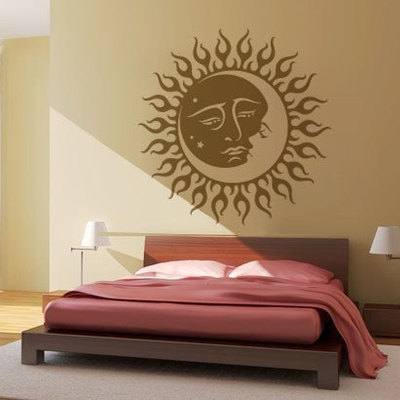 Sun and moon tribal wall tattoo sticker
