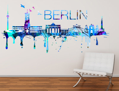 Berlin Skyline Watercolor City Art Print Decal
