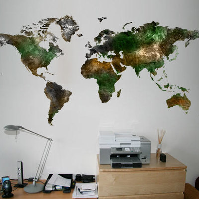 Wall world map decal satellite vinyl