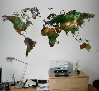 Wall World Map Decal Satellite Vinyl