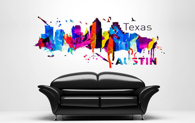 Austin Texas Skyline Art Print Watercolor Sticker