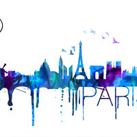 Paris Skyline Watercolor Decal  - Thumbnail 2