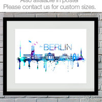 Berlin Skyline Watercolor City Art Print Decal - Thumbnail 2