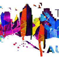 Austin Texas Skyline Art Print Watercolor Sticker - Thumbnail 1