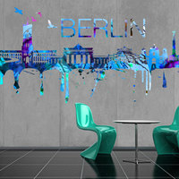 Berlin Skyline Watercolor City Art Print Decal - Thumbnail 3