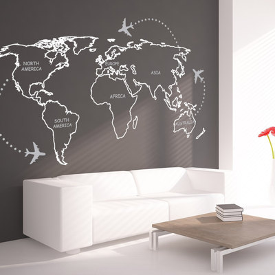 World map outlines with continents decal 
