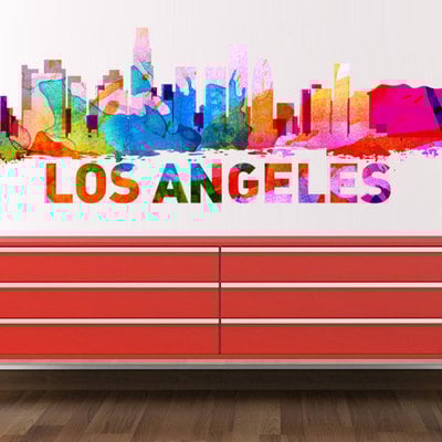 Los angeles skyline watercolor decal sticker