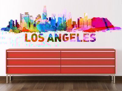 Los Angeles Skyline Watercolor Decal Sticker