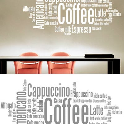 Vinyl text wall cafeteria sticker coffee decal 
