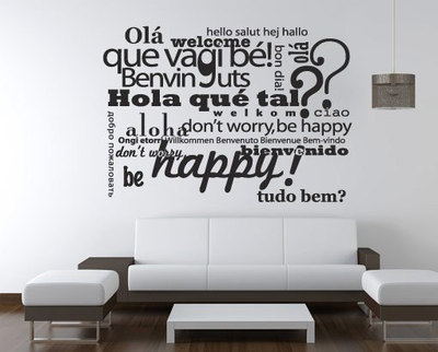 Welcome Be Happy Typography Multilingual Sticker 