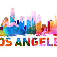 Los Angeles Skyline Watercolor Decal Sticker - Thumbnail 1