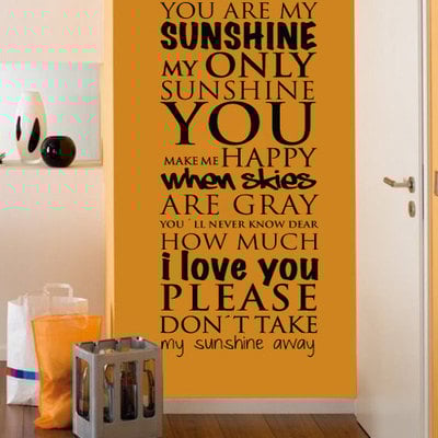 You are my sunshine typography lyrics sticker quote 