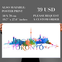 Toronto City Skyline Watercolor Art Decal  - Thumbnail 2