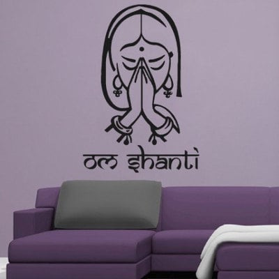 Oriental vinyl wall decal ohm shanti indian sticker