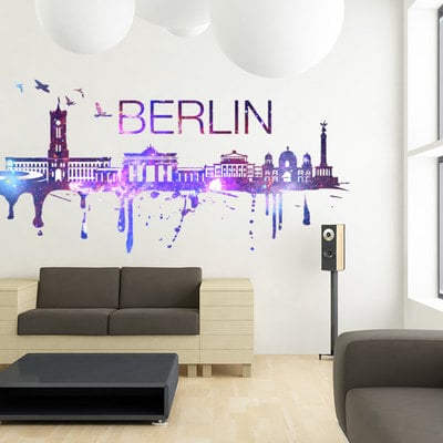 Berlin skyline cosmic city watercolor decal