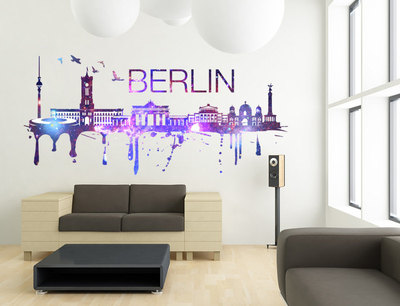 Berlin Skyline Cosmic City Watercolor Decal