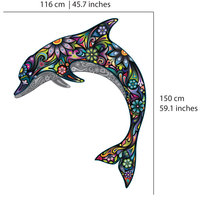 Colorful Floral Dolphin Wall Sticker Decal - Thumbnail 1