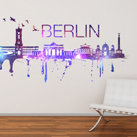Berlin Skyline Cosmic City Watercolor Decal - Thumbnail 1
