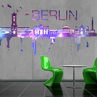 Berlin Skyline Cosmic City Watercolor Decal - Thumbnail 2