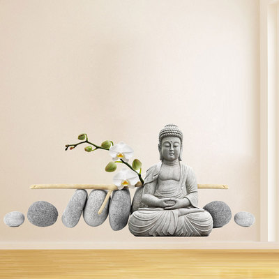 Buddha statue sitting figure decor wall sticker