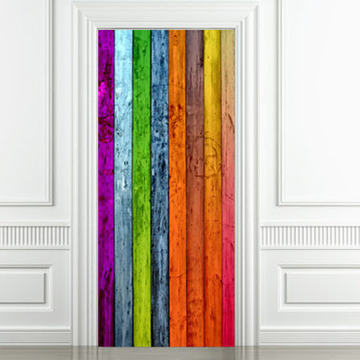 Wood colorful door wall mural sticker